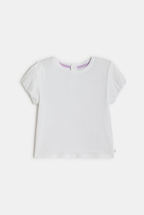 Kurze Latzhose und T-Shirt blasslila Kleinkind Mädchen 2