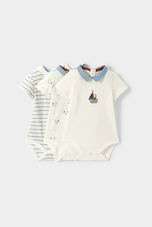 Body marin blanc bébé garçon (lot de 3) 1