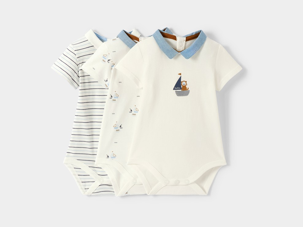 Body marin blanc bébé garçon (lot de 3) 1