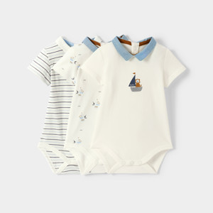 Body marin blanc bébé garçon (lot de 3)