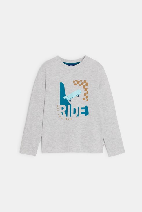 T-shirt manches longues skate gris garçon 1