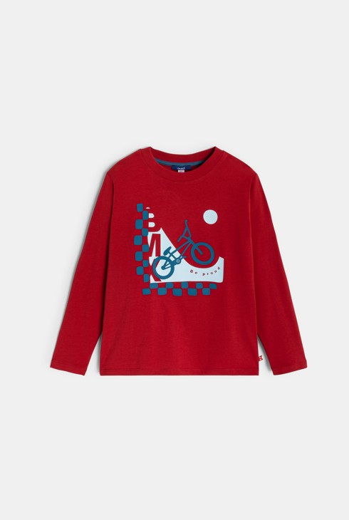 T-shirt manches longues sport rouge garçon 1