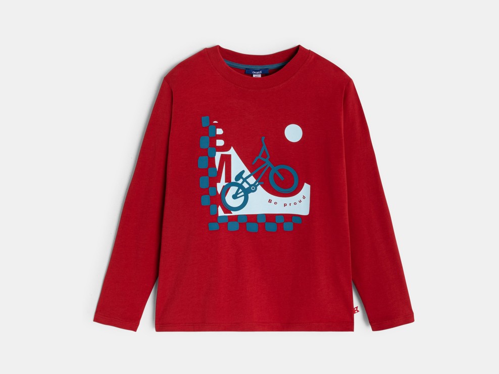 T-shirt manches longues sport rouge garçon 1
