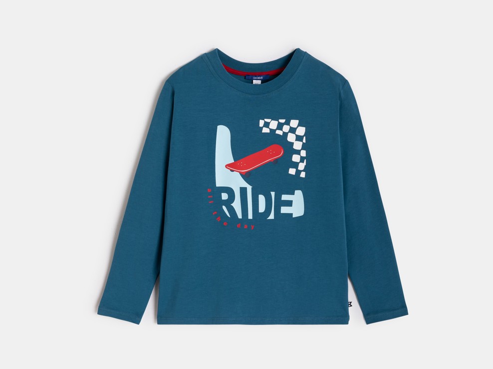 T-shirt manches longues skate bleu garçon 2