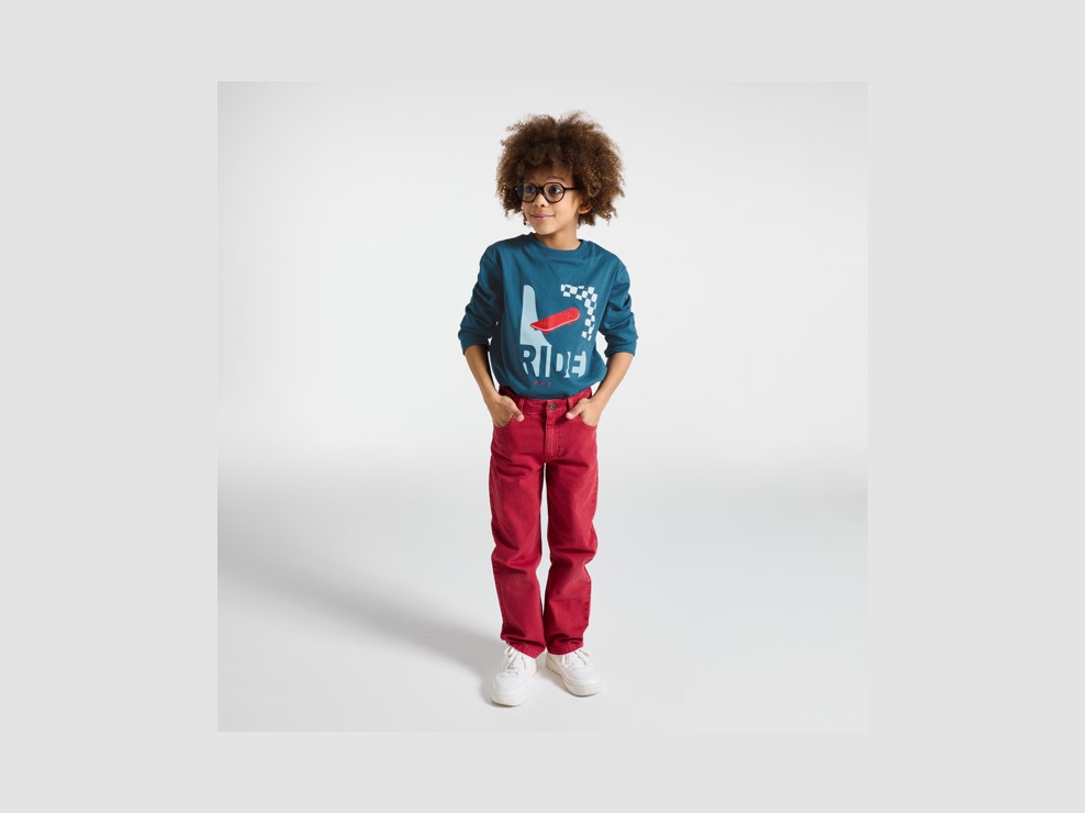 T-shirt manches longues skate bleu garçon 1