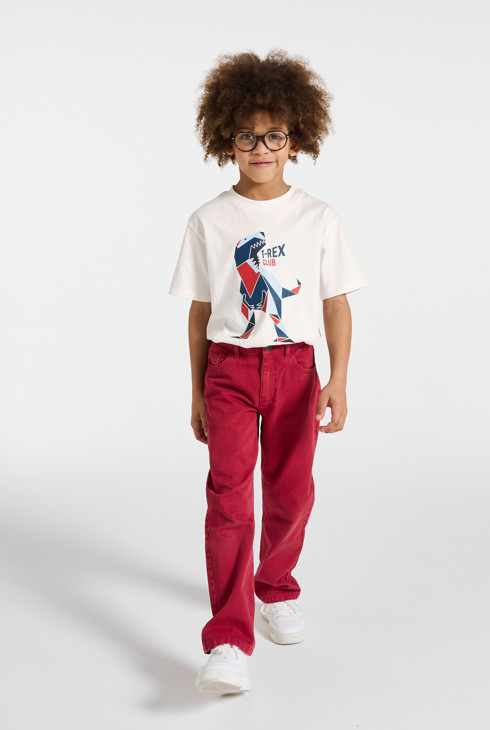 T-Shirt Dinosaurier weiß Jungen 1