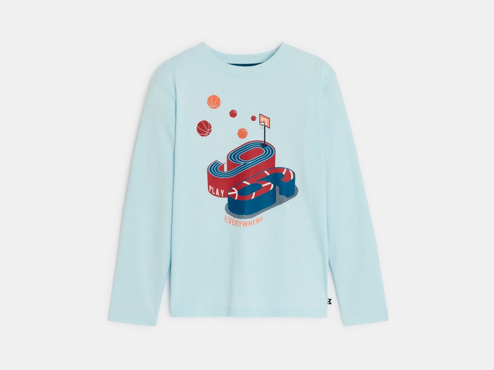 T-shirt manches longues sport bleu garçon 1