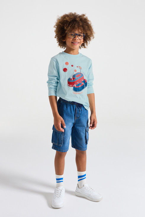 Boy's blue long-sleeve sports T-shirt 1