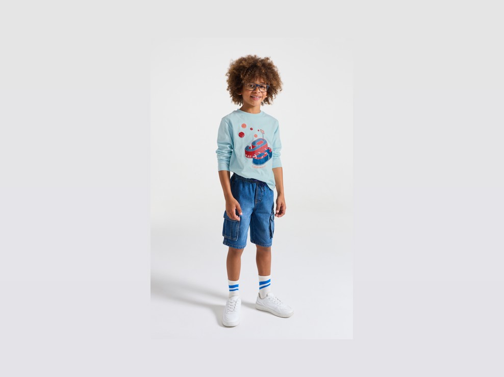 T-shirt manches longues sport bleu garçon 1