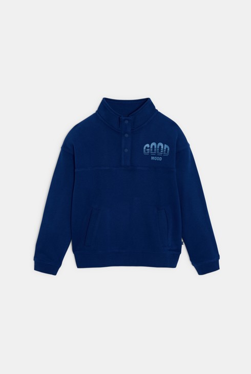 Sweat col montant bleu garçon 1