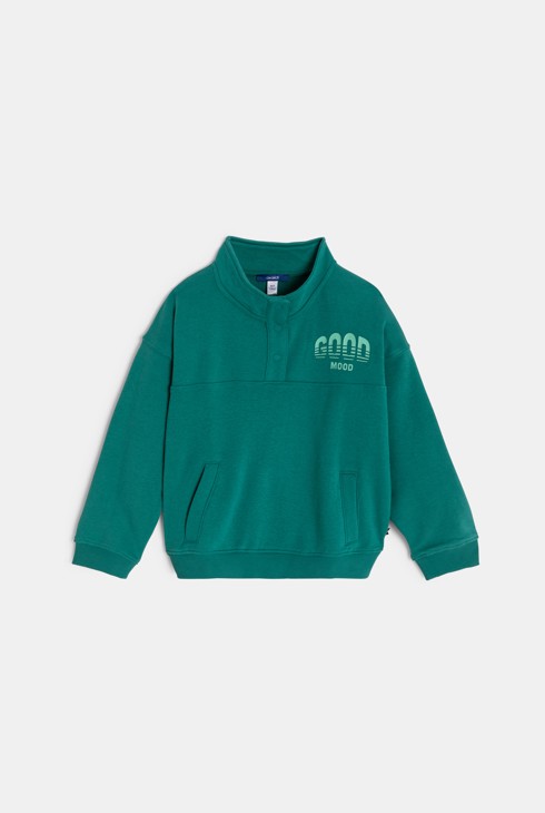 Sweat col montant vert garçon 1