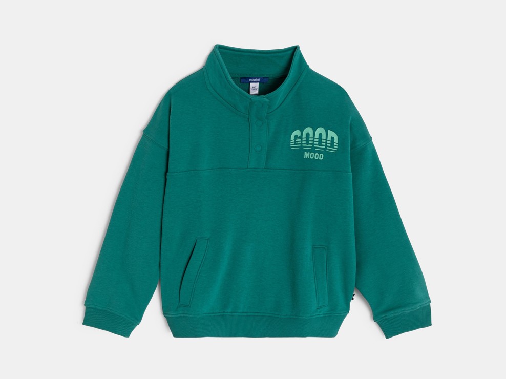 Sweat col montant vert garçon 2