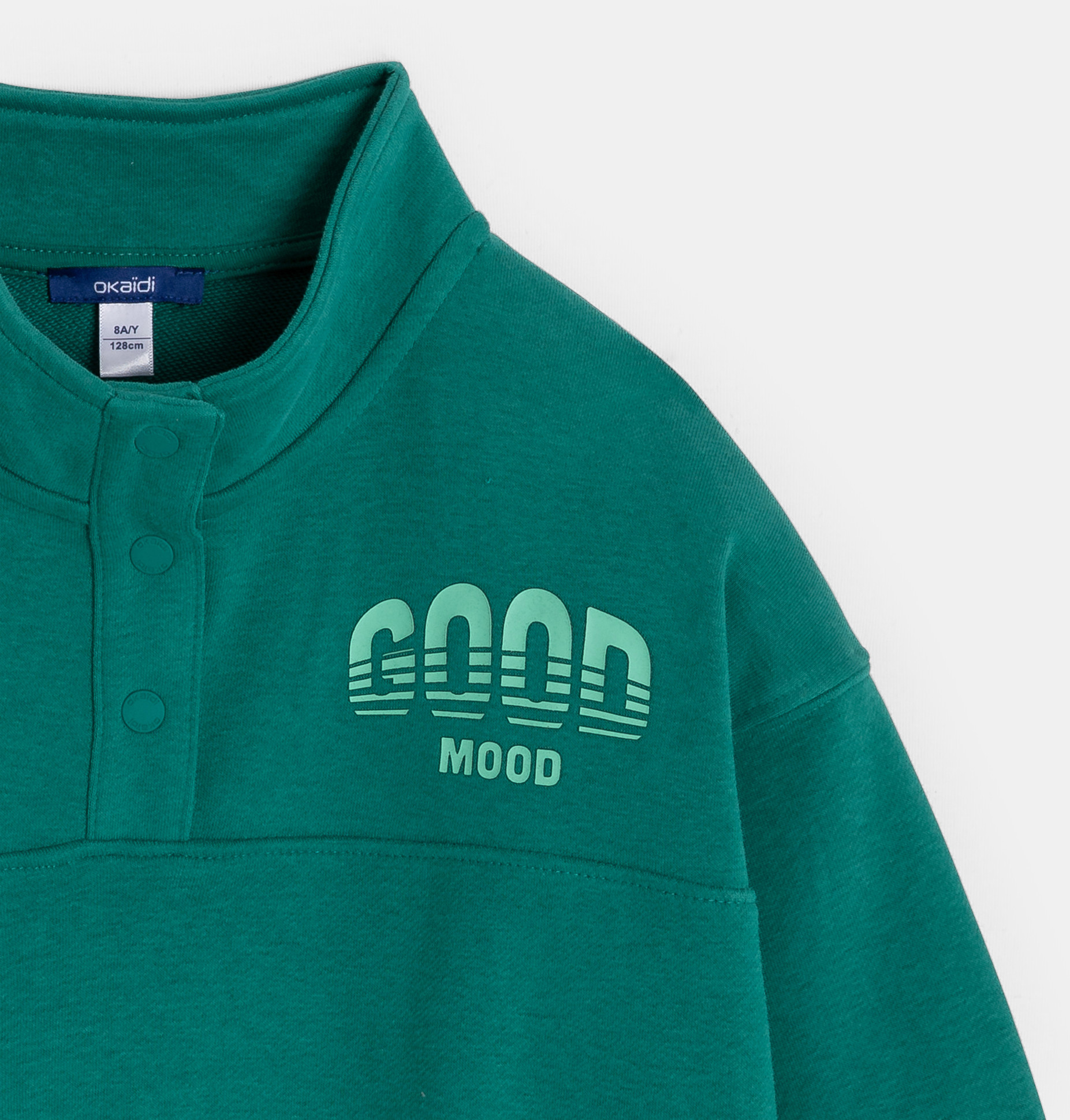 Sweat col montant vert garçon 2