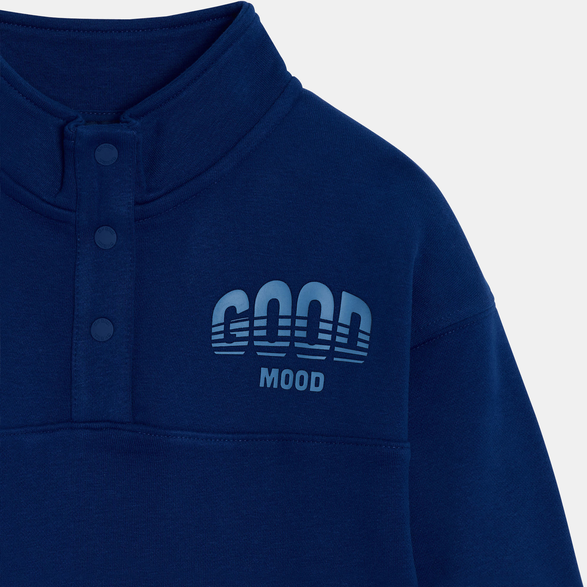 Sweat col montant bleu garçon