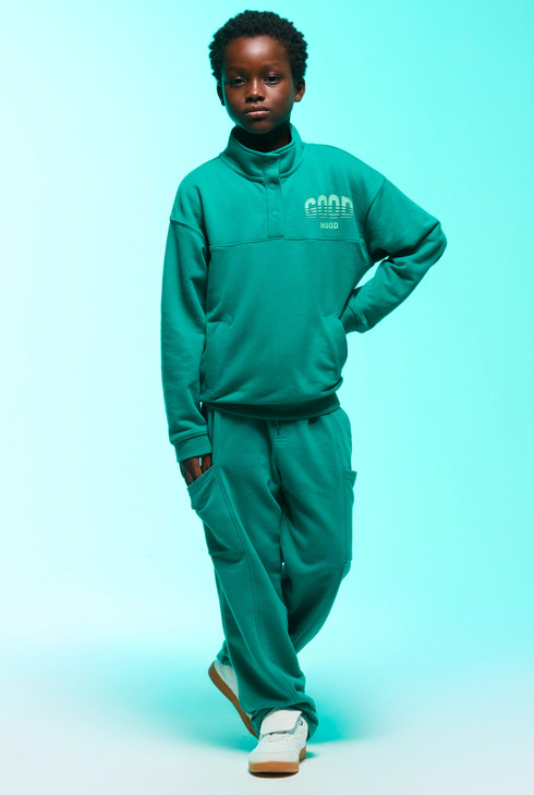 Grünes Sweatshirt mit Stehkragen für Jungen 1