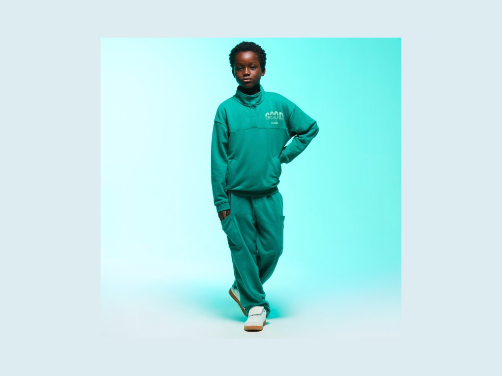 Sweat col montant vert garçon 1