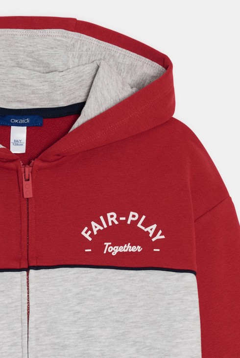 Dvobojni sivi pulover s patentnim zatvaračem i kapuljačom za dječake 2