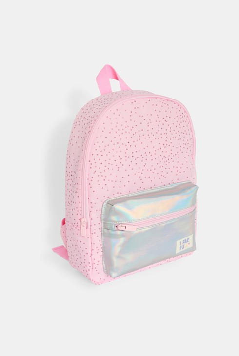 Rosa Rucksack mit holographischer Tasche für Mädchen 1