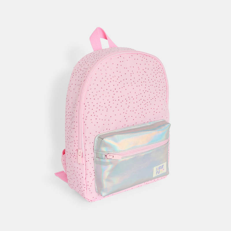 Rosa Rucksack mit holographischer Tasche für Mädchen
