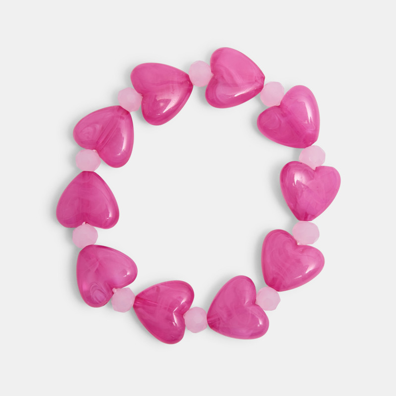 Elastisches Armband Perlen Herzen rosa