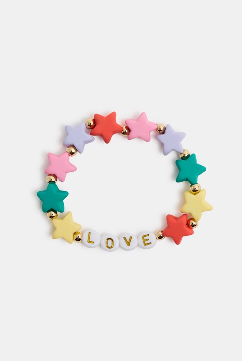 Elastisches Armband mit Perlen und mehrfarbigen Sternen 1