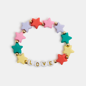 Bracelet élastiqué perles étoiles multicolore
