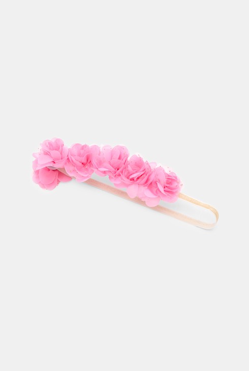 Roze haarband met bloemen voor meisjes 1