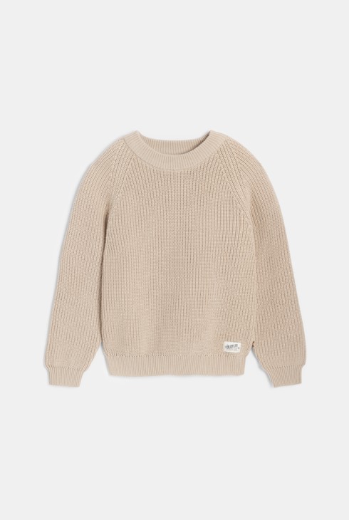 Pull col rond uni beige Garçon 1