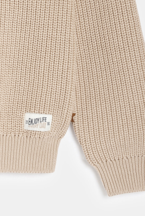 Maglione girocollo beige tinta unita bambino 2