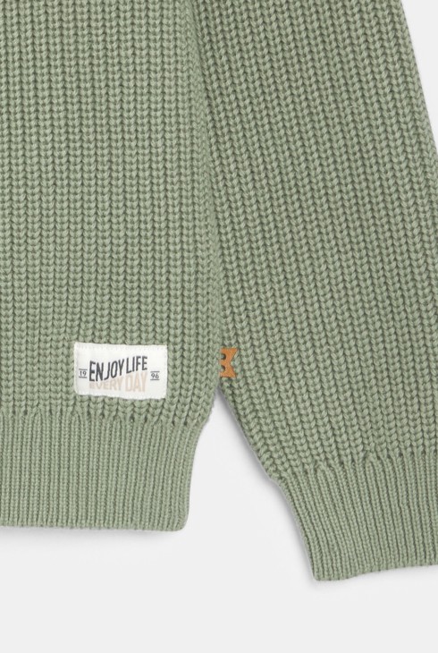 Maglione girocollo verde tinta unita bambino 2