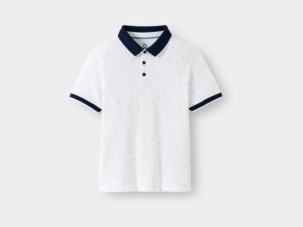 Polo in maglia piqué bianca a pois bambino 2
