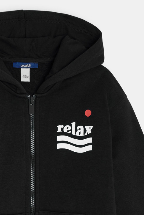 Crni pulover s patentnim zatvaračem i kapuljačom za dječake 2