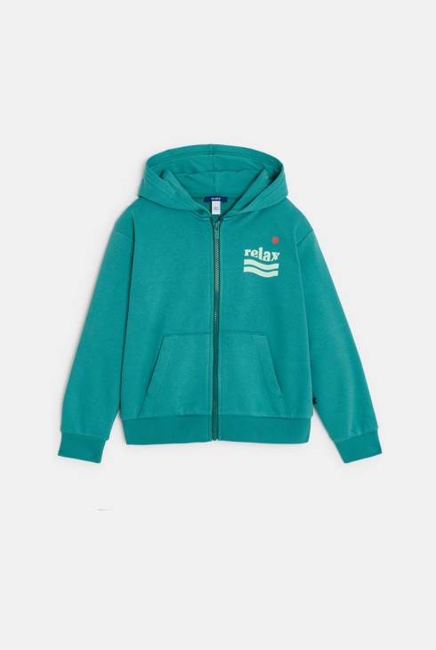 Grünes Sweatshirt mit Reißverschluss und Kapuze für Jungen 1