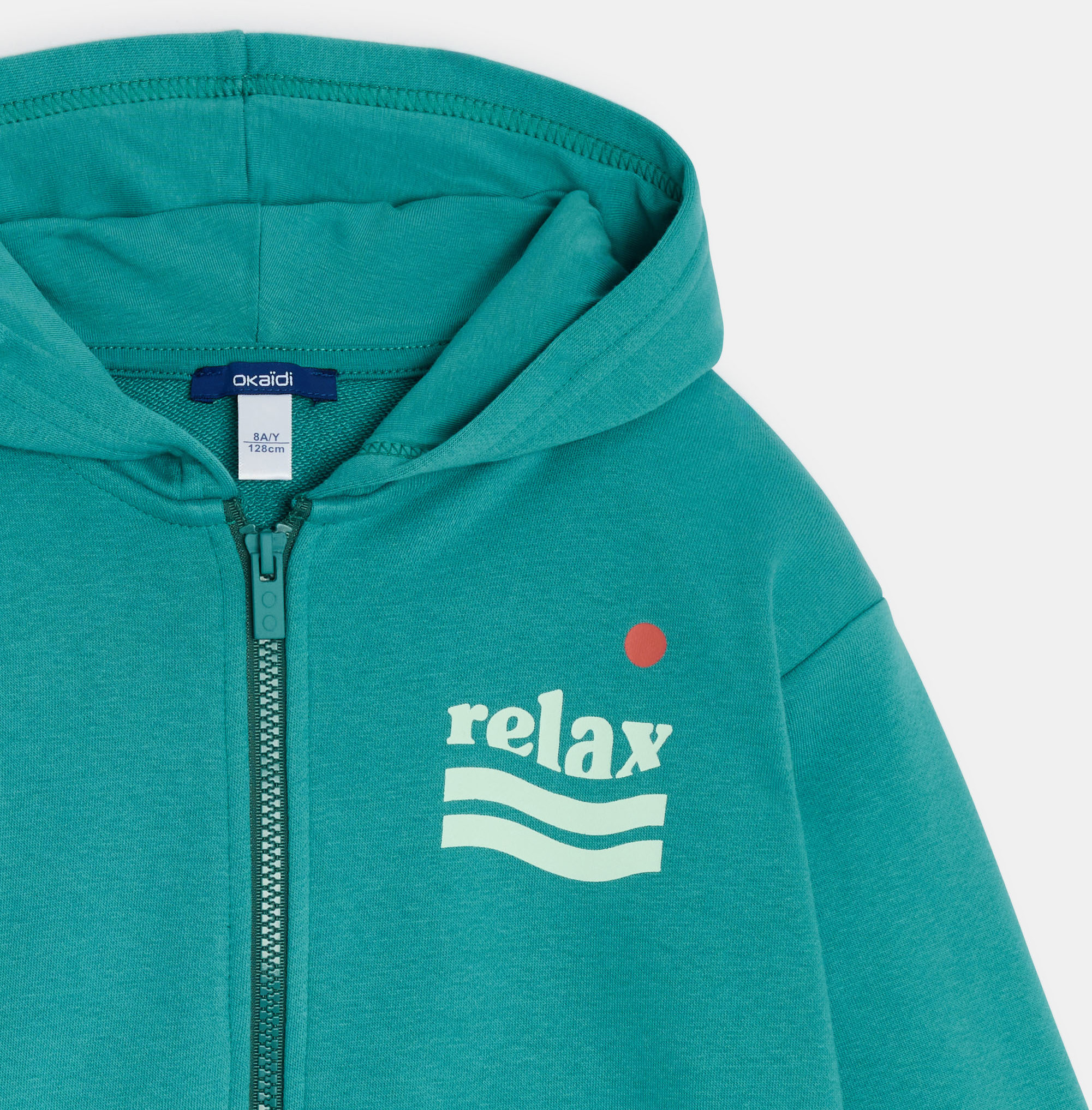 Grünes Sweatshirt mit Reißverschluss und Kapuze für Jungen 2