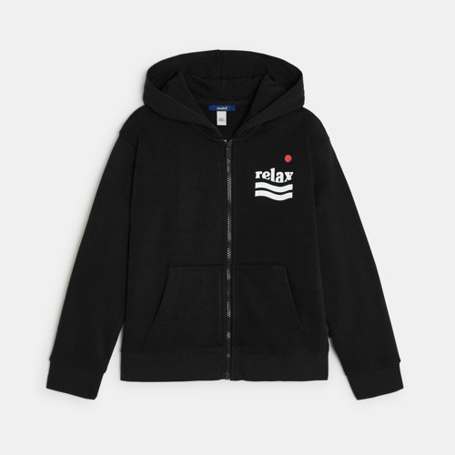 Sweat Zippé À Capuche Noir Garçon - Noir - 10A - OKAIDI