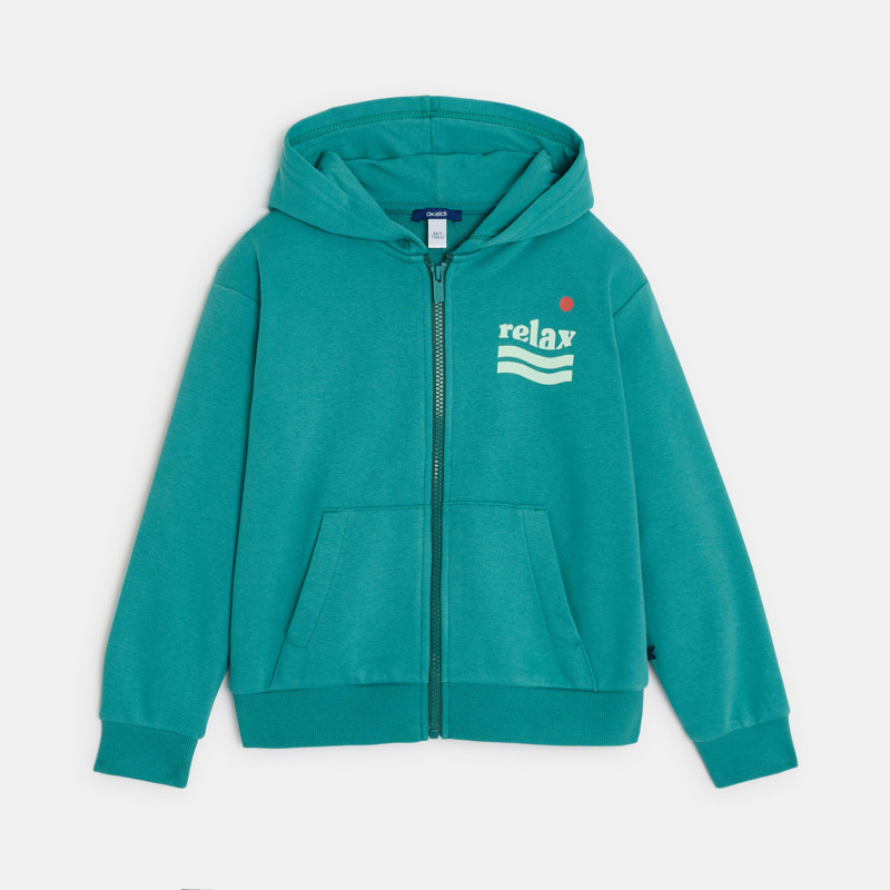 Grünes Sweatshirt mit Reißverschluss und Kapuze für Jungen