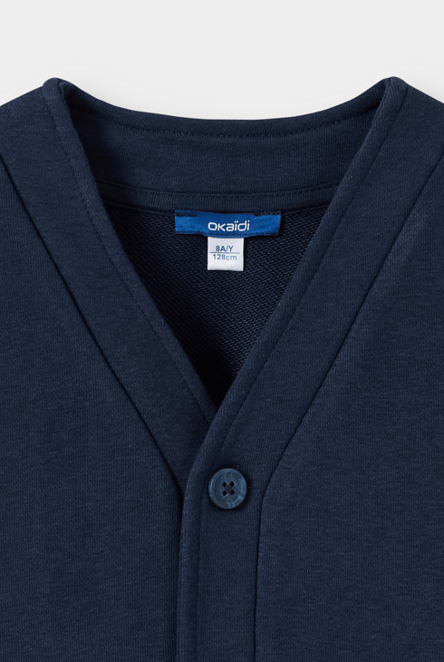Cárdigan muletón azul marino niño 2