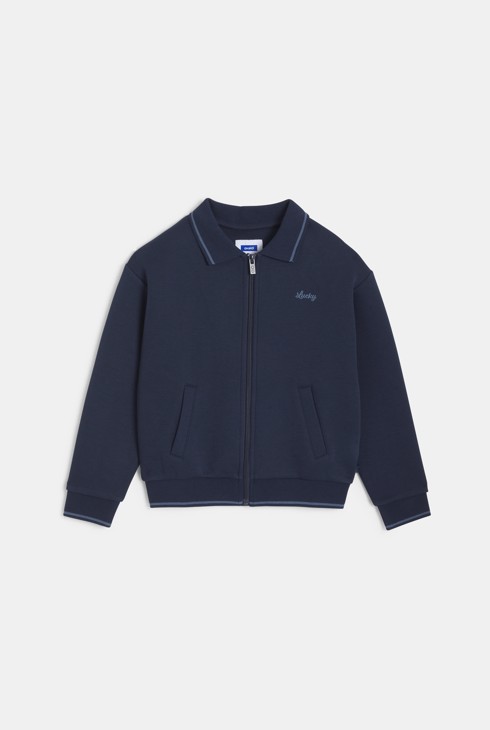 Grünes Sweatshirt mit Reißverschluss und Polokragen für Jungen 1