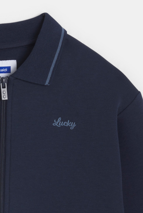 Grünes Sweatshirt mit Reißverschluss und Polokragen für Jungen 2