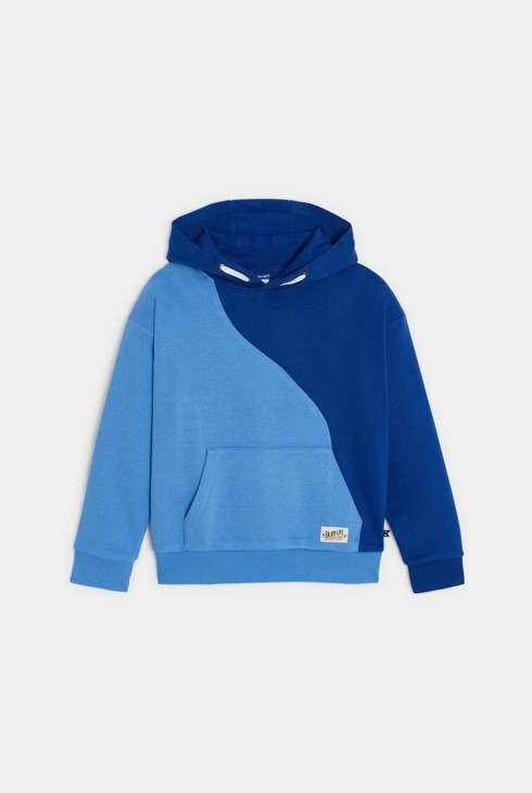 Sweatshirt Kapuze Colorblock blau Jungen 1