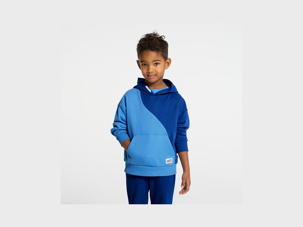 Sweat à capuche colorblock bleu garçon 1