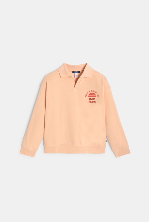 Oranges Sweatshirt mit Polokragen für Jungen 1
