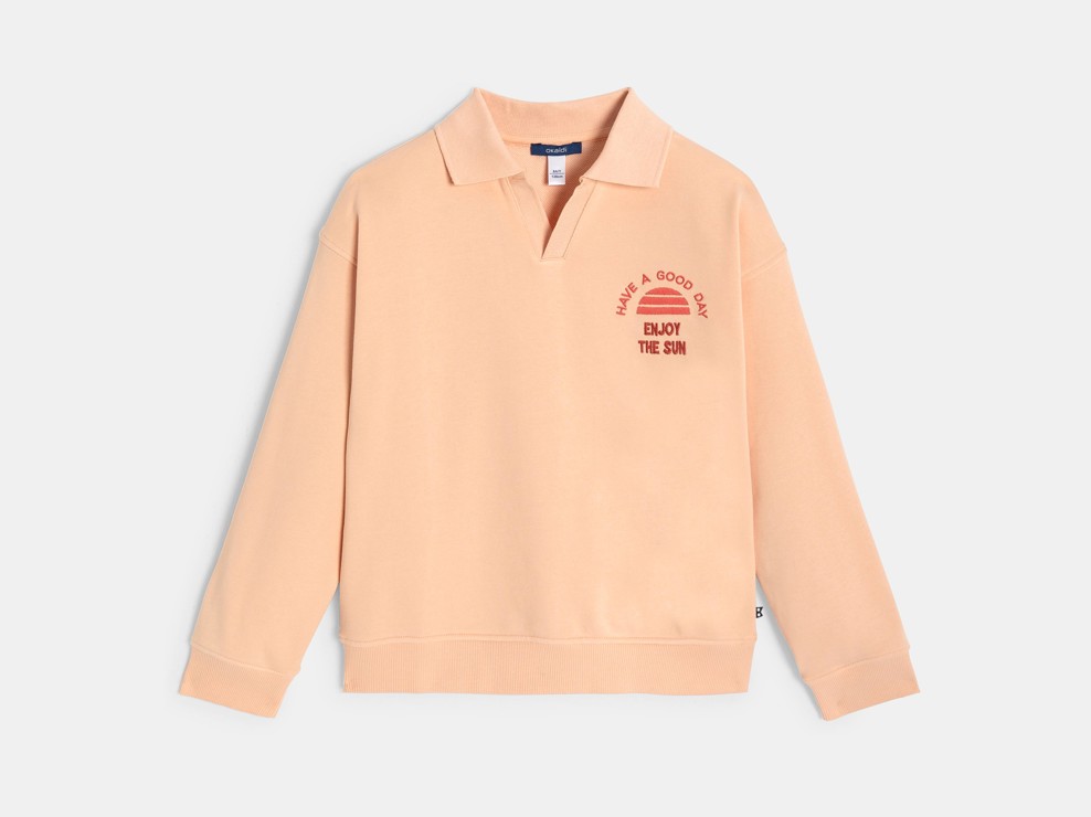 Oranges Sweatshirt mit Polokragen für Jungen 1