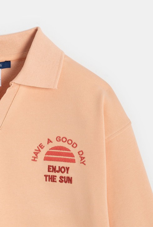 Oranges Sweatshirt mit Polokragen für Jungen 2