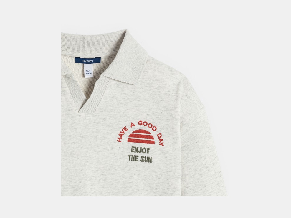 Grijze fleece trui voor jongens 2