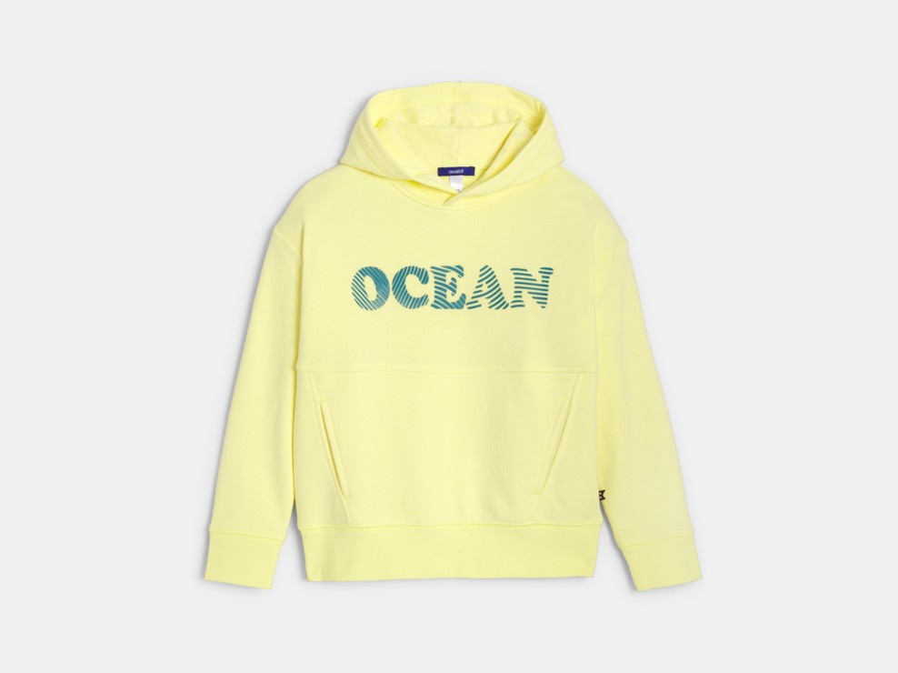 Gelbes Kapuzen-Sweatshirt mit Aufschrift für Jungen 1