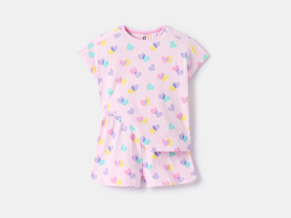 Pyjama court jersey coeur rose fille 2