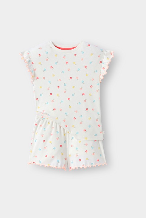Conjunt de pijama blanc amb estampat floral nena 2