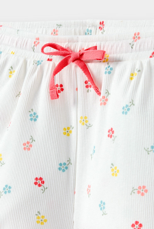 Ensemble de pyjama blanc à motif floral fille