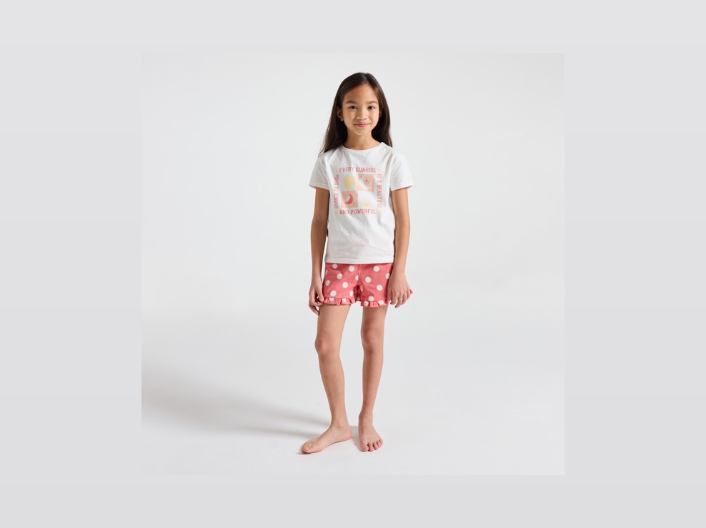 Roze korte pyjama met tekst voor meisjes 1